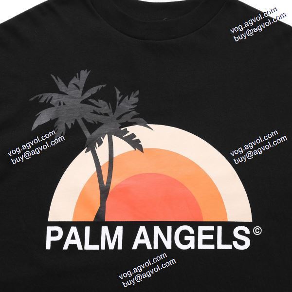 2020秋冬 注目のアイテム パーム エンジェルス Palm Angels 半袖Tシャツ スーパーコピー 激安 2色可選 夕日ココナッツロゴマーク半袖Tシャツ